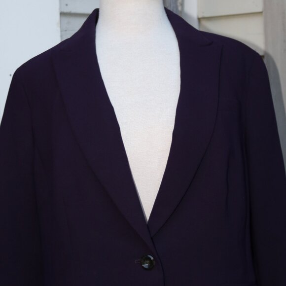 Talbots Plus Size Dark Blueberry Purple Classic 1 Button Blazer Jacket Sz 16 - Picture 2 of 7